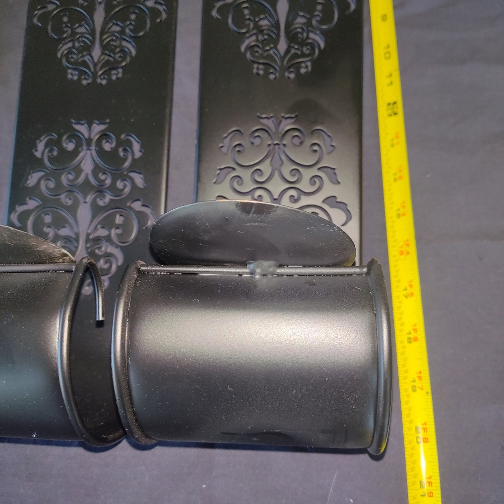 2 Large (20x4) Black Metal Design Sconce Style Candle Holders. - Picture 5 of 6